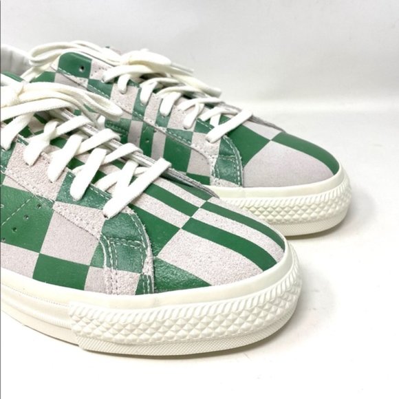 Converse One Star Low Top Suede Checker White Green Men’s Sneakers 172353C - Picture 4 of 10